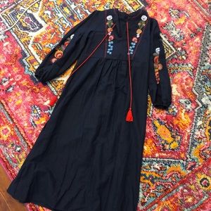 Embroidered boho linen maxi dress
